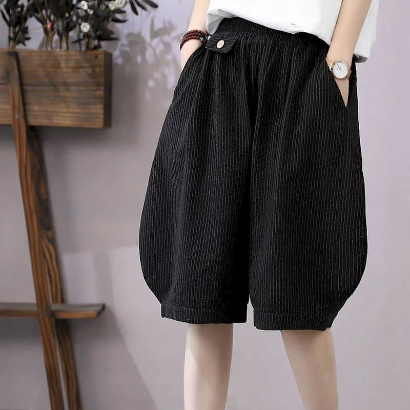 

Cotton Linen Shorts Women Summer New Large Size Elastic Waist Casual Trousers Women Vintage Loose Korean Fashion Lantern Pants