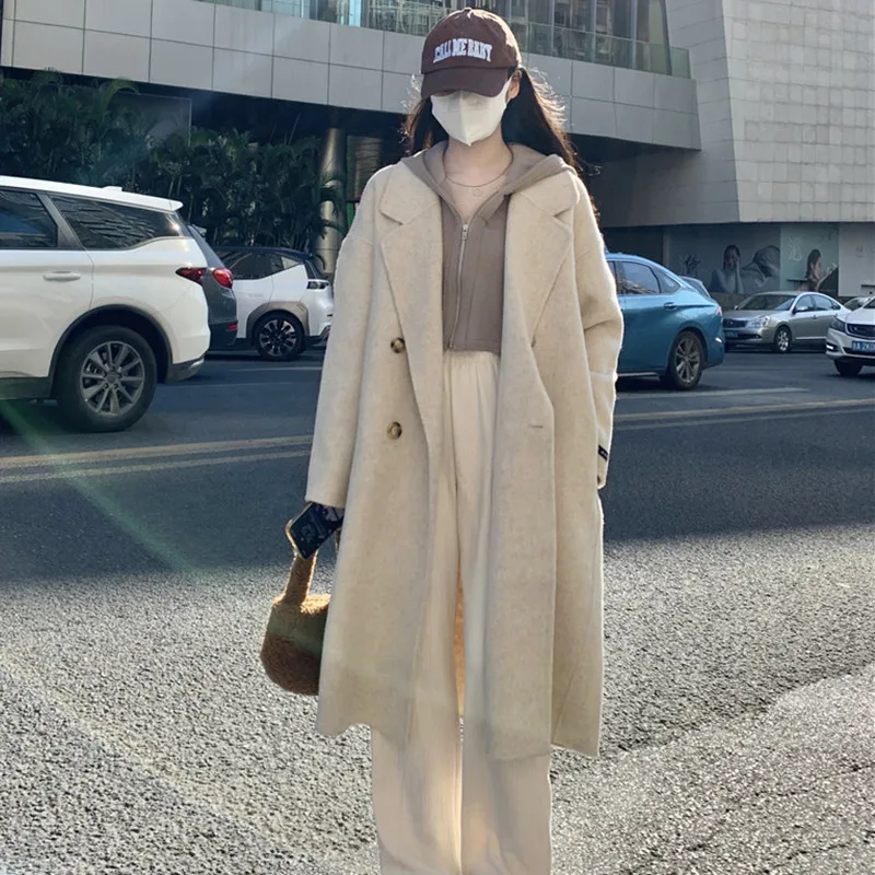 

2022 Woollen Overcoat New Double Faced Cashmere Warm Clothes For Women Medium Long Row Button Free Shipping