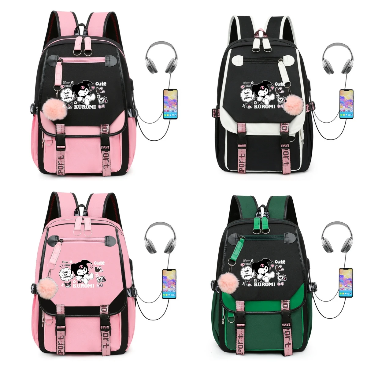 

Kuromi Schoolbag Junior High School Female Version Large-capacity Casual Backpack Primary School Students Backpack Mochila