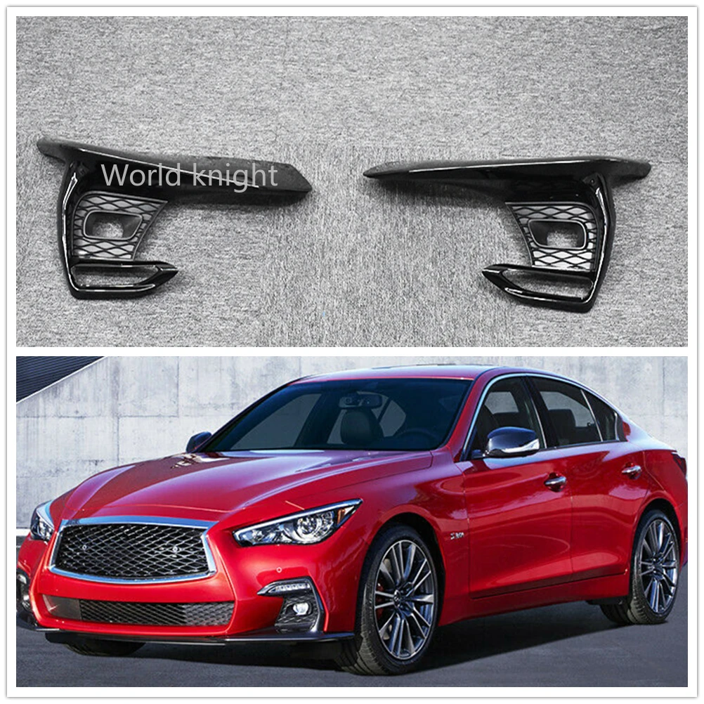 

For Infiniti Q50 2018 2019 Sport Style Front Bumper Fog Lamp Cover Frame Intake Light Grille Grill Foglamp Bezel Eyebrow Trim