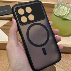 Magnetic Frosted Translucent Ultra - Thin Anti - Fall Shockproof Case for POCO X6 Pro (Black)