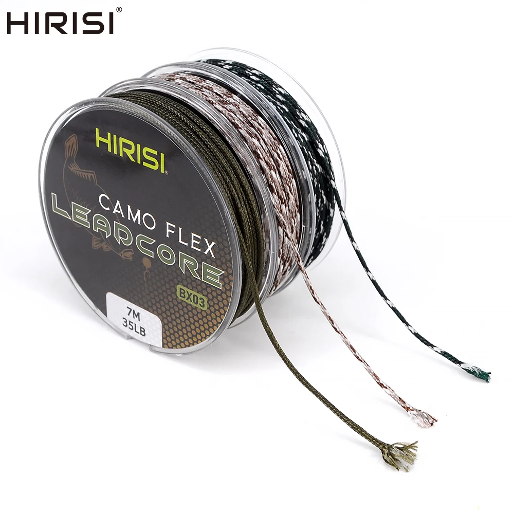 Hirisi 2 Rolls Leadcore Carp Fishing Tackle Line 35LB 7M Make Carp Hair  Rigs 3 Color Braided Lead Line