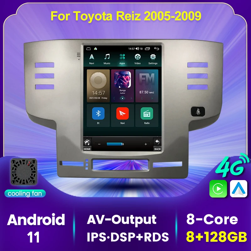 Автомагнитола MEKEDE 2din с сенсорным экраном Тесла для Toyota Reiz 2005-2009 Android