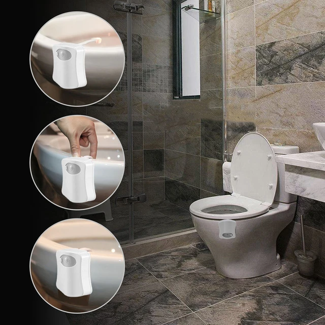 Toilet Bowl 8 Colors Led Night Light Motion Activated Seat Sensor Lamp  Bathroom Toilet Seat Night Light(2pcs)