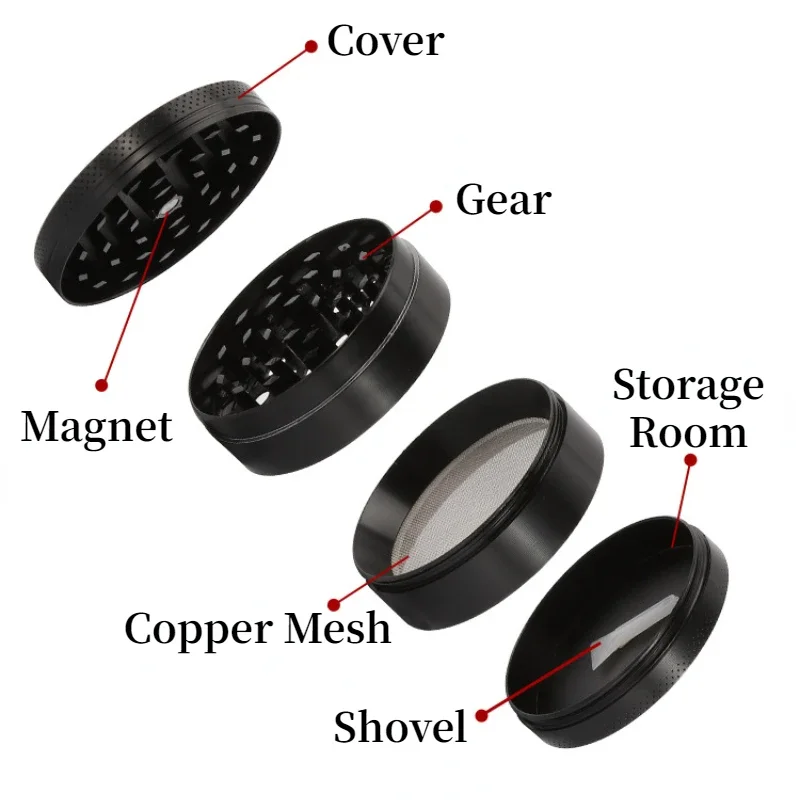 Herb Grinder Tobacco Grinder Tobacco Smoking Accessories Smoking Accessories 40mm Zinc Alloy Smoke Grinder 4 Layer Tobacco Grinder Herb Kitchen Accessories Mini Cute Cigar Processing Shredder