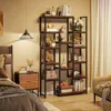 6-Tier Bookshelf 70.9 inch Tall Bookcase 2 Pack, Vintage Industrial 12-Shelf Display Shelves Book Storage Organizer 6
