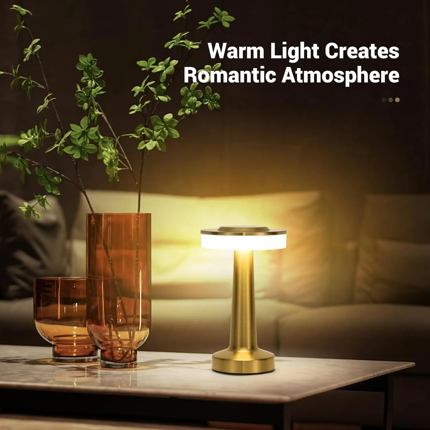 LED Table Lamp Touch Sensor Rechargeable Desktop Night Light Wireless Reading Lamp for Restaurant Hotel Bar Bedroom Decor Light 5