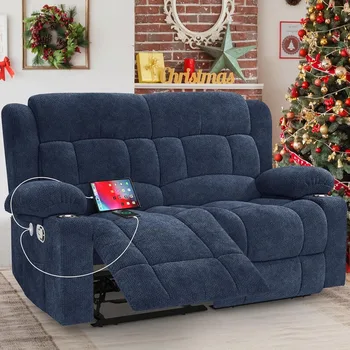 2-Seater Recliner Loveseat Sofa with USB & Cup Holders 1