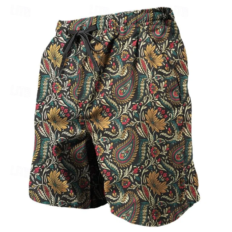 Trend Paisley Graphic Beach Shorts For Men Fashion Summer Cool 3D Printed Swim Trunks Casual Streetwear Oversized Short Pants 4