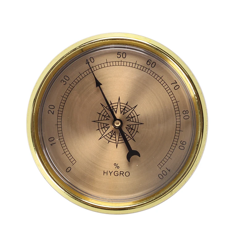 

New 1pcs 66mm Round Analog Cigar Hygrometer Cigar Humidor Gold Plasitic For Cigar Case Tobacco Smoking Accessories