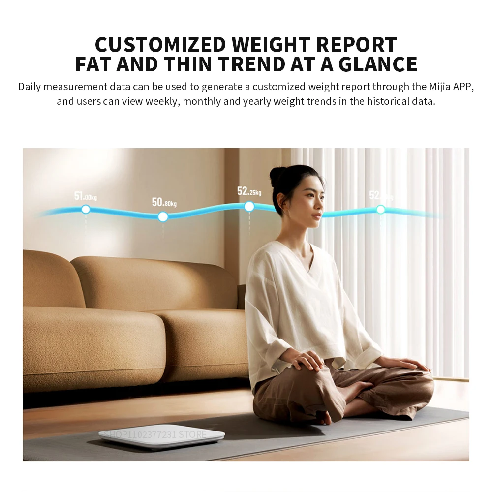 New Mijia Weight Scale S200 Smart Weighing Scale Bluetooth 5.4 LED Digital Display Accurate Measurement Works with MiJia APP 5