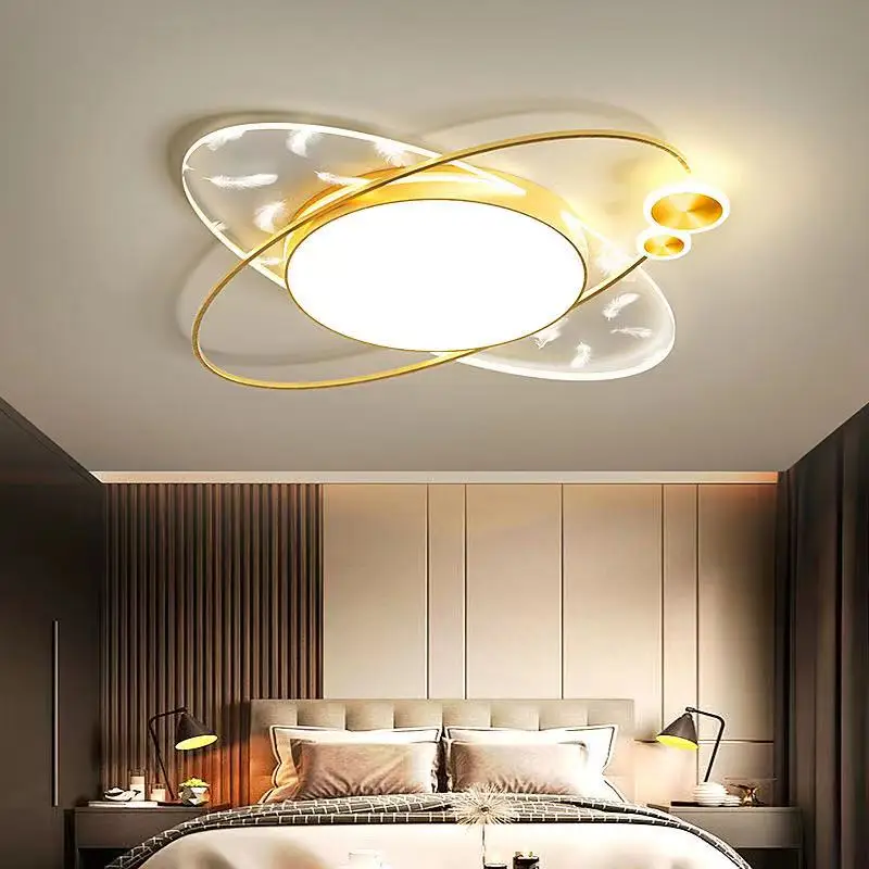 

Master Bedroom Ceiling Lamp Luxury Modern Led Ceiling Chandelier Lustre Living Dining Room Decor Feather Planet Ceiling Lights