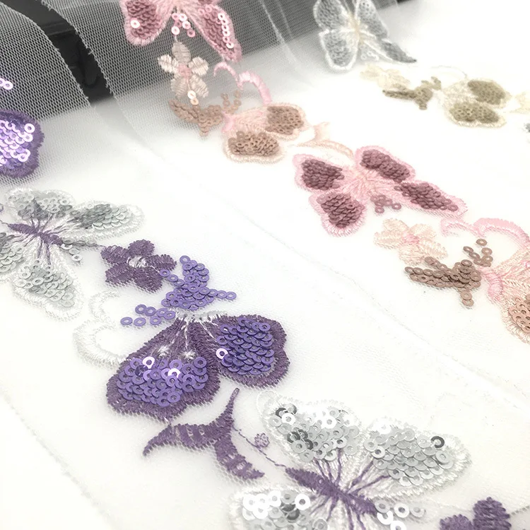 

10yards 4cm butterfly sequins Thread Sequins Webbing Ribbons Clothing Decorative Embroidered Lace Trims DIY Sewing Accessories