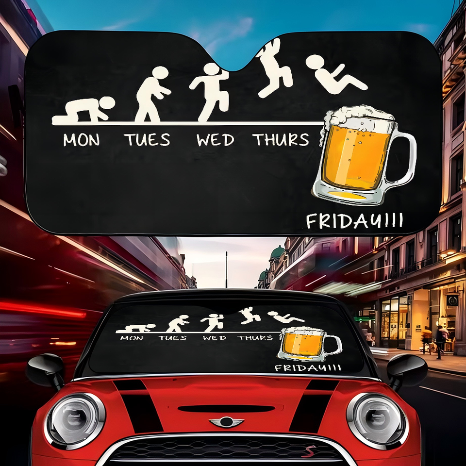 Drinking Beer Printed Car Solar Protection Windshield Sunshade Car Window Windscreen Cover Sun Shade Auto Sun Visor