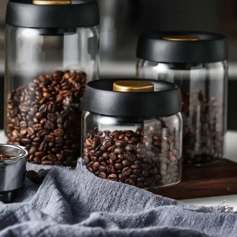 Vacuum Sealed Jug Coffee Beans Glass Airtight Canister Food Grains Candy Keep Fresh Moisture-proof Air Extraction Storage Jar 4