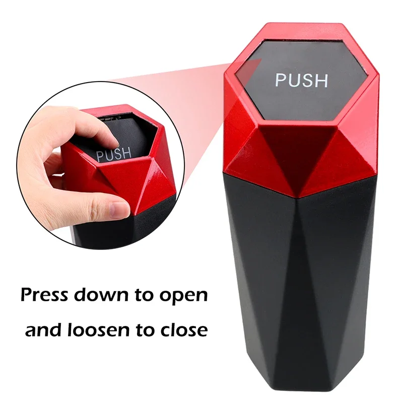 Mini Car Trash Can Portable Dustbin with Lid Leak-proof Auto Trash Bin for Automotive Home Bedroom Office Garbage Storage Box