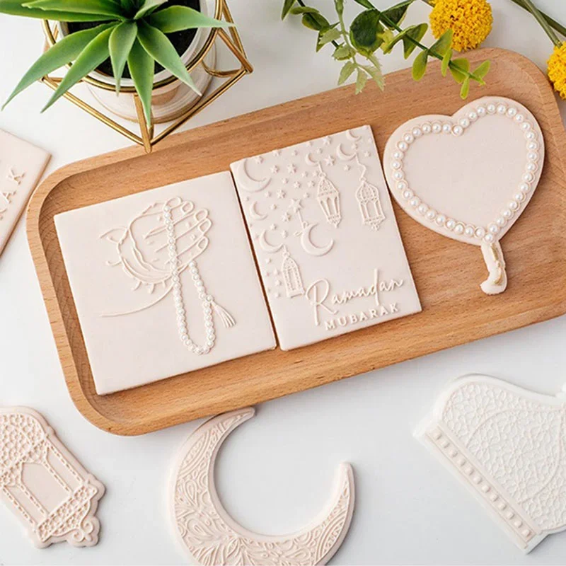 3D Eid Mubarak Cookie Cutter Stamp Press Moon Festival Fondant Sugarcraft Islamic Muslim Biscuit Baking Tool Ramadan Decoration cookie cutter baking mold cookie printing mold fondant cutter baking decorating tools cookie maker press kit