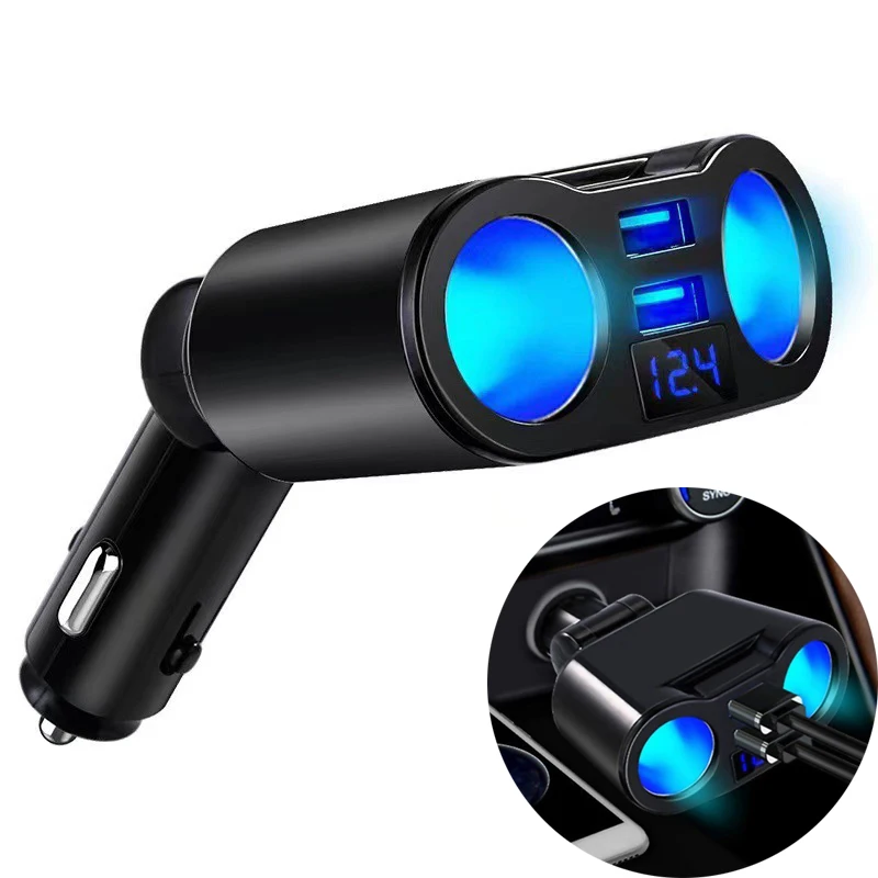 

Car Charger Power Adapter Fast Charging Dual USB Car Phone Charger 2 Ports LCD Display 12-24V Cigarette Socket Lighter