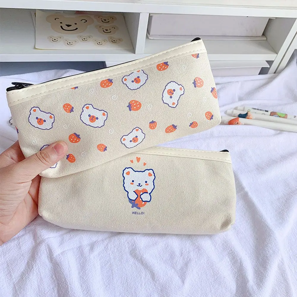 

Capacity Cute Office Supplies Storage Bags School Supplies Large Pencil Case Makeup Bags Stationery Pen Case Bear Pencil Bags