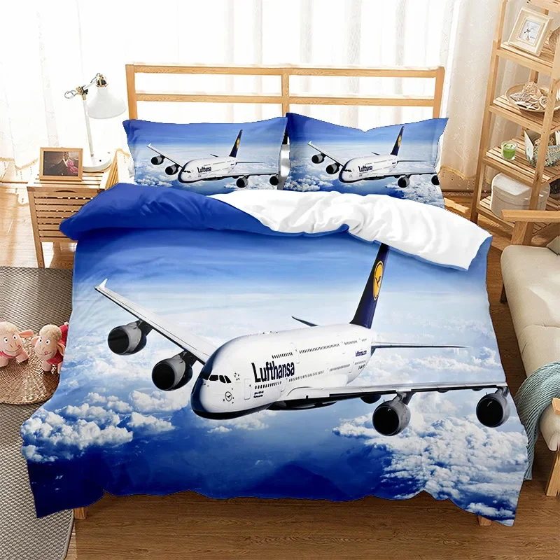 Flugzeug-Kampfflugzeug-Bettbezug, King-/Queen-Size-Bett, fliegendes Kampfflugzeug-Bettwäsche-Set für Kinder, Teenager, Jungen, moderner cooler Flugzeug-Bettbezug – Detail 16