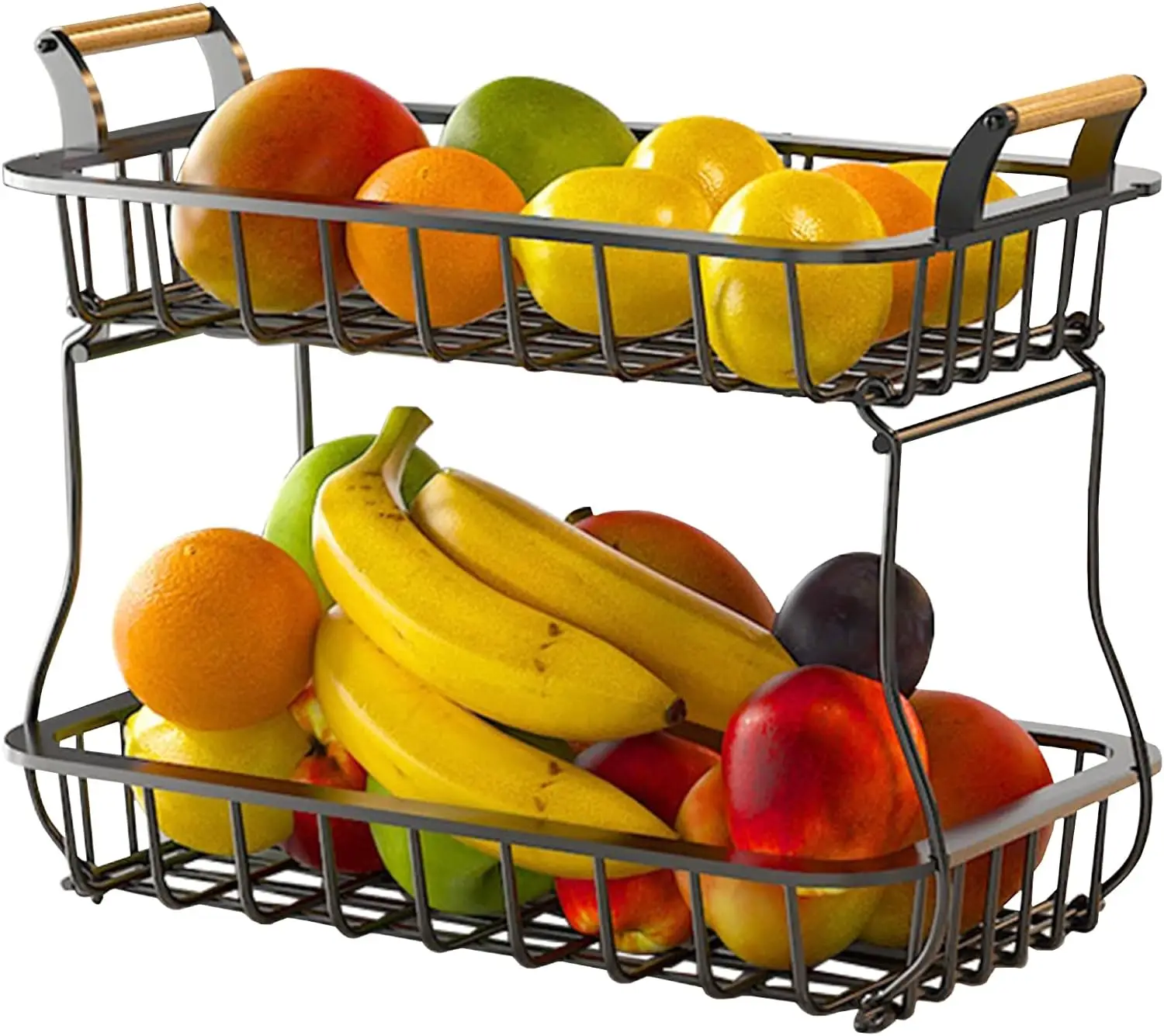 

2 Tier Fruit Basket Double Layer Countertop Detachable Countertop Fruit Vegetable Basket Bowl For Home Kitchen Storage Stand