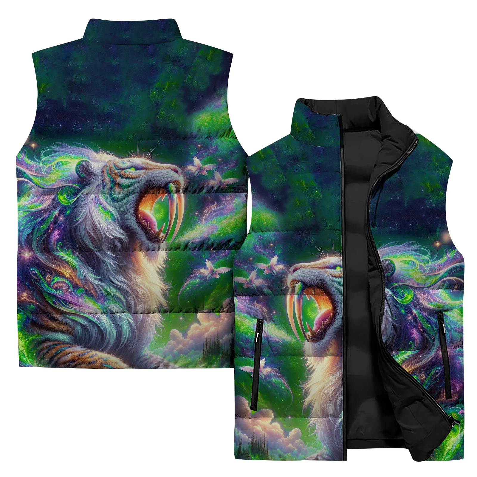 thumbnail image 1 of Chaqueta sin mangas con cremallera de invierno para hombre, chaqueta con estampado 3D de animales, ropa Y2K, ropa deportiva informal de calle para hombre, 1 of 5