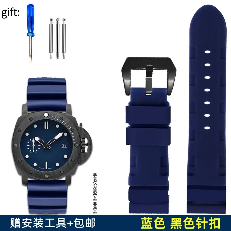 Premium Silicone Rubber Watch Band in Black, Blue, Orange & Army Green - 22mm & 24mm