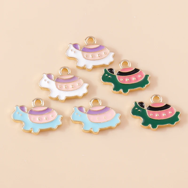 20 Stück 16 x 12 mm Cartoon-Tier-Charms, Emaille-Schildkröten-Charms, Anhänger für die Schmuckherstellung, Ohrringe, Halsketten, DIY-Bastelbedarf