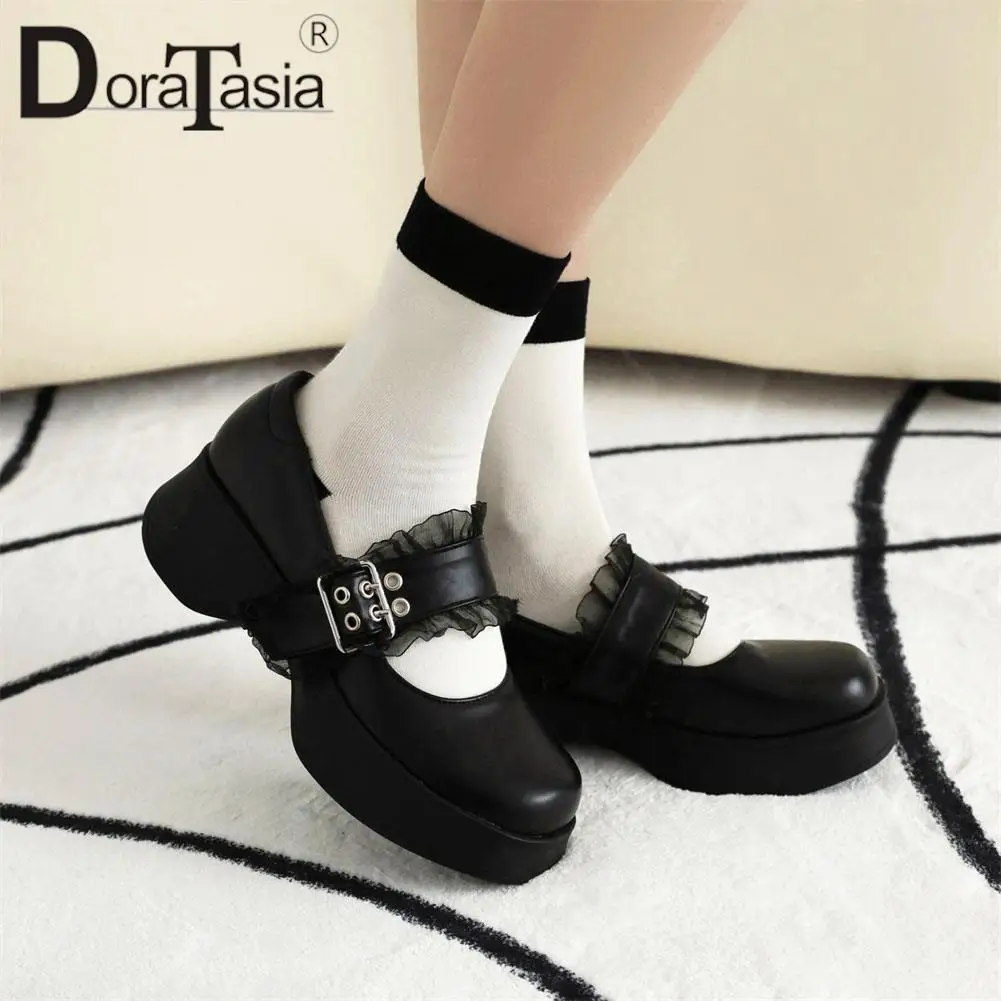 Big Size 35-43 New Ladies Platform Mary Janes Pumps Fashion Buckle Wedges High Heels Pumps Women Casual Cute Woman Shoes