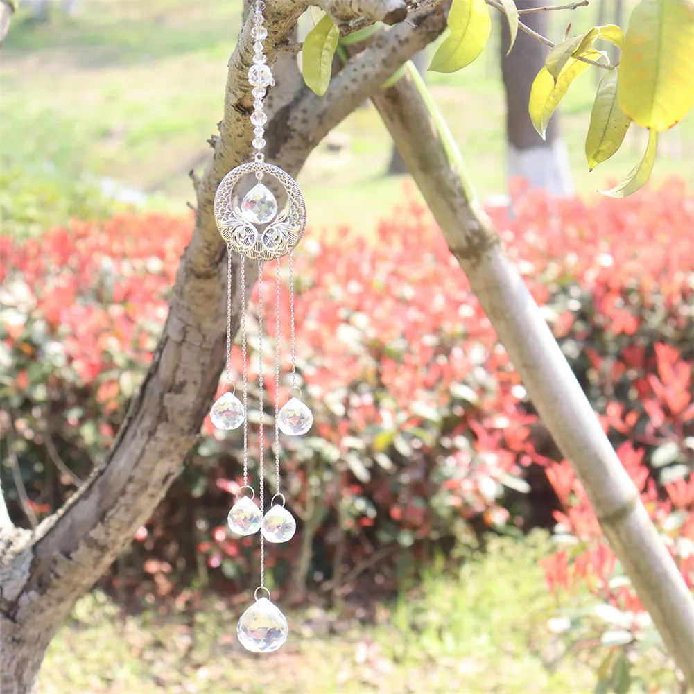 Crystal Wind Chime Crystal Sun Catcher Round Ball Dream Catchers Wind Bells Hanging Home Room Chandelier Garden Decoration sun catcher sun catchers