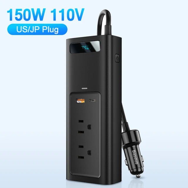 Baseus carregador rápido inversor do carro dc 12v para ac 220v 110v conversor automático