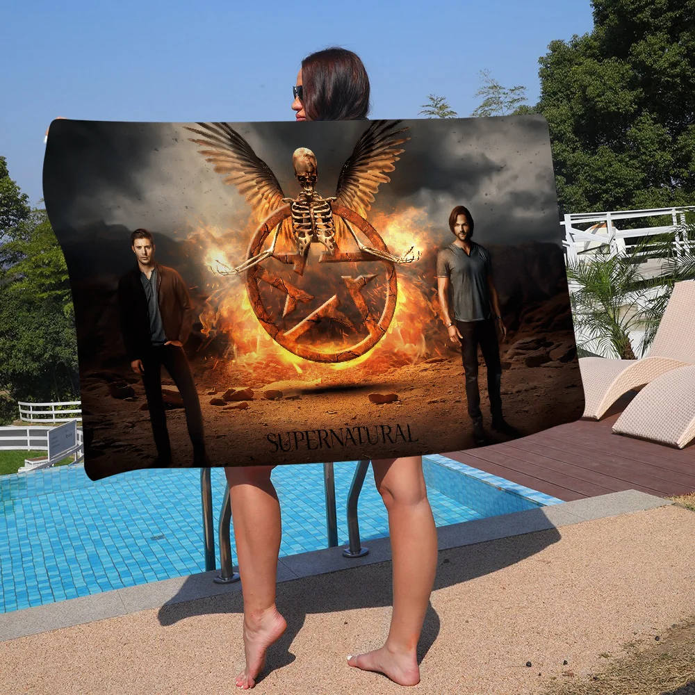 Supernatural SPN Dean And Sam Beach Towel Colorful Bath Towels For Girl Microfiber Quick Dry Custom Sand Free Beach Yoga Spa Gym 2