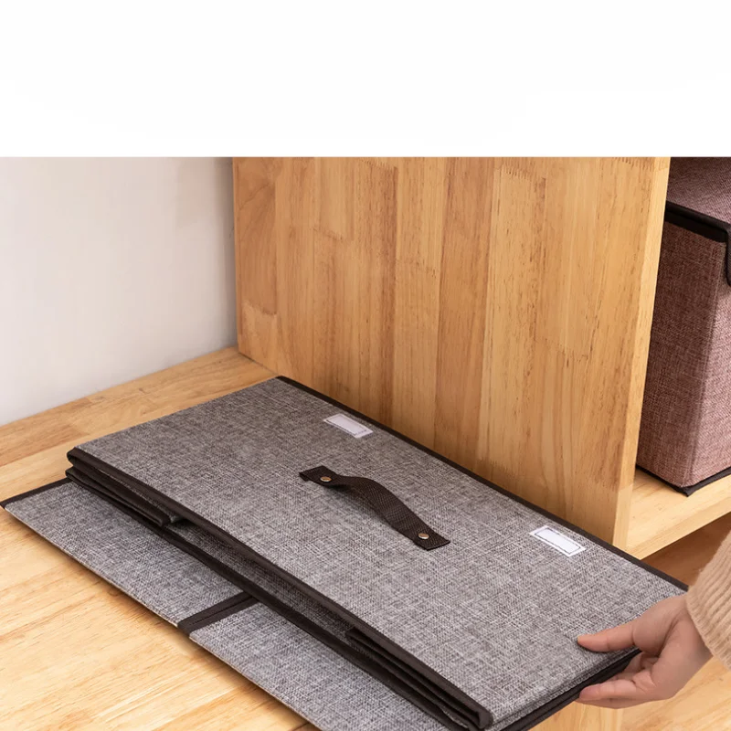 Cotton and Linen Double Lid Storage Box Foldable Large Storage Box Miscellaneous Sorting Box Covered Underwear Storage Box Bags 5