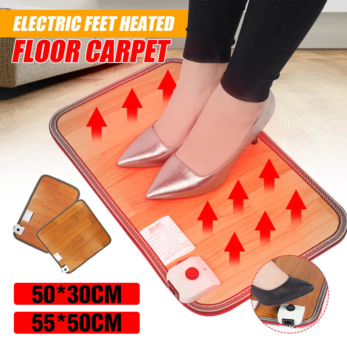 Feet Warmer Electric Heating Mat Quick Heat Waterproof 55*50cm/50x30cm