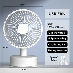 Compact Oscillating Desk Fan, Portable Battery - Operated Fan with Adjustable 4 - Speed Settings & Timer, 6 - Inch Size (No Battery)
