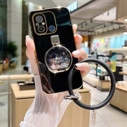 Elegant Perfume Bottle Design Phone Holder Case with Plated Finish for Redmi 10C 4G (ZJ27 - SH01 - Black)