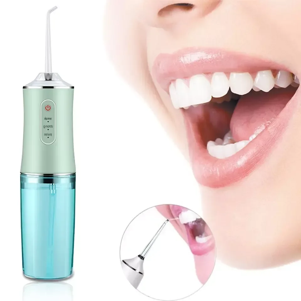 Portable Oral Irrigato Dental Water Flosser USB Rechargeable Water Jet Floss Tooth Pick 4 Jet Tip 220ml 3 Modes IPX7 Scaling