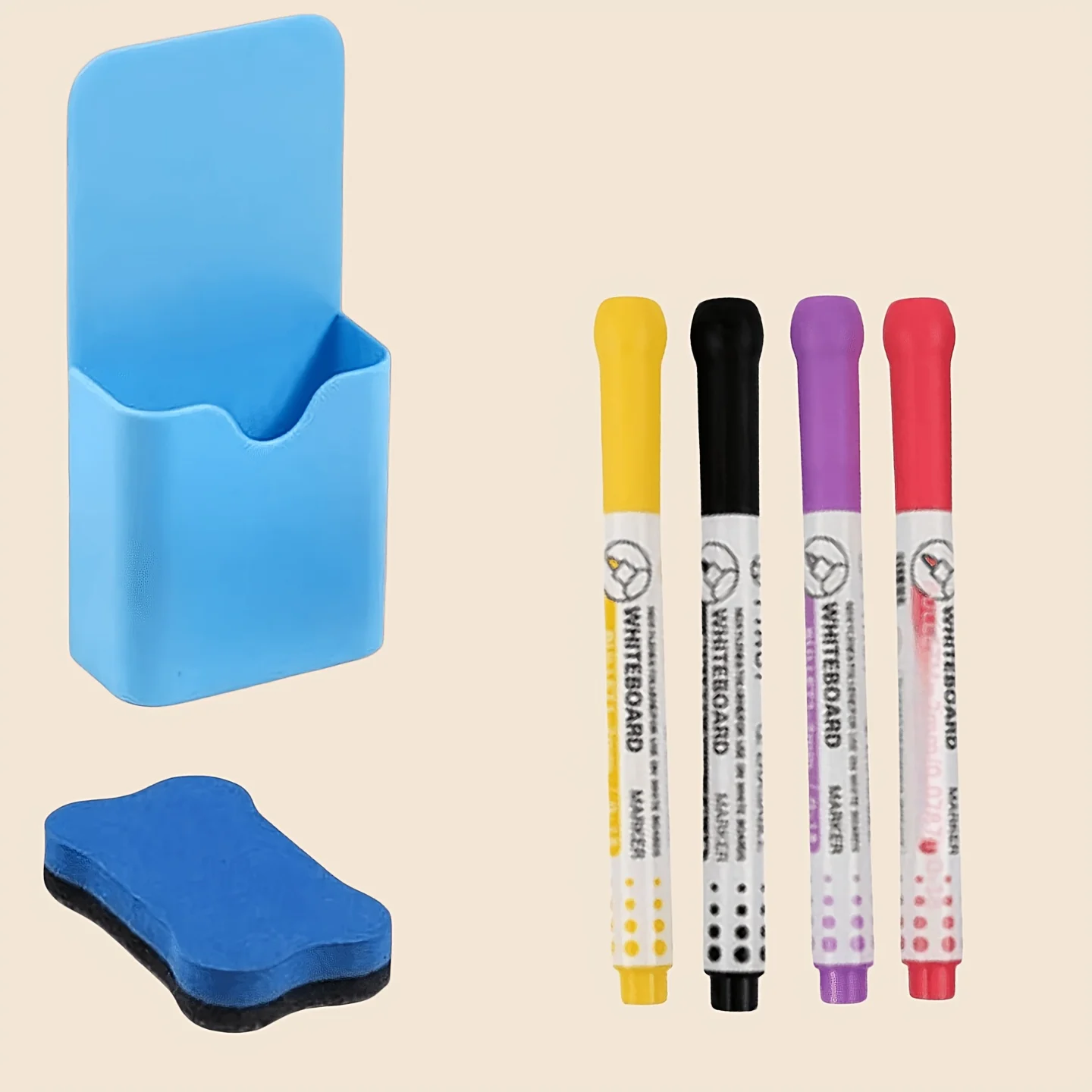 Versatile Whiteboard Marker Set: Includes Erasable Pens, Magnetic Storage, and Eraser for Office, School & Home