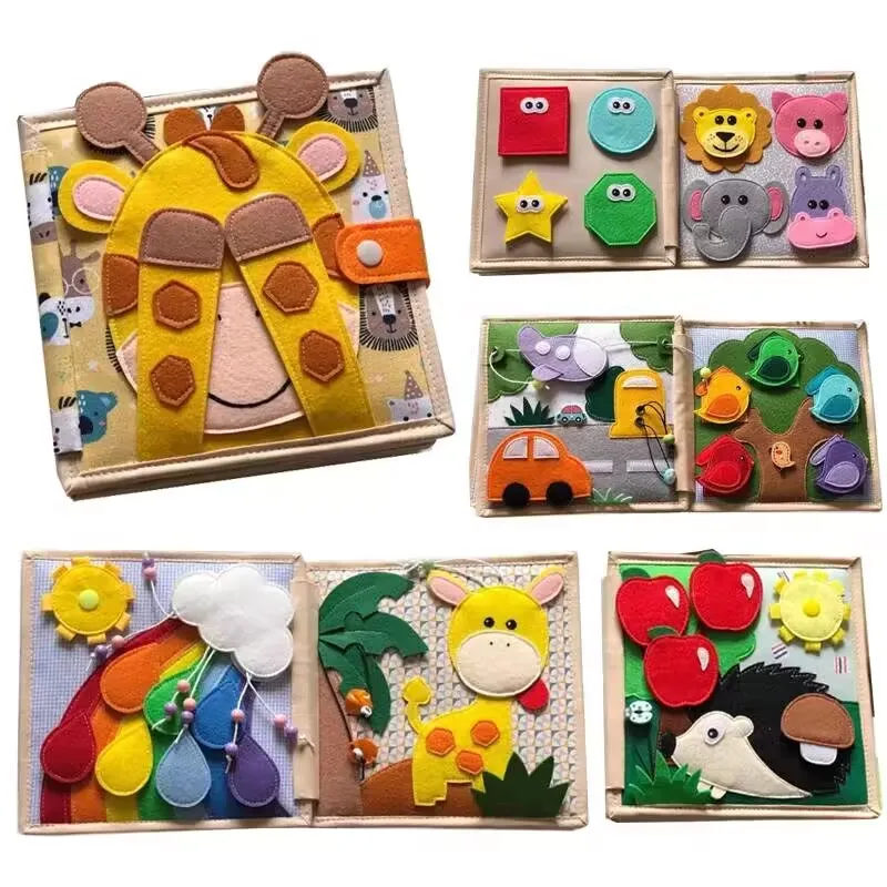 Quiet Book Montessori Baby Toys Felt Busy Book Kids Learning Activities Travel Toy Sensory Educational 3D Cloth Book for Toddler