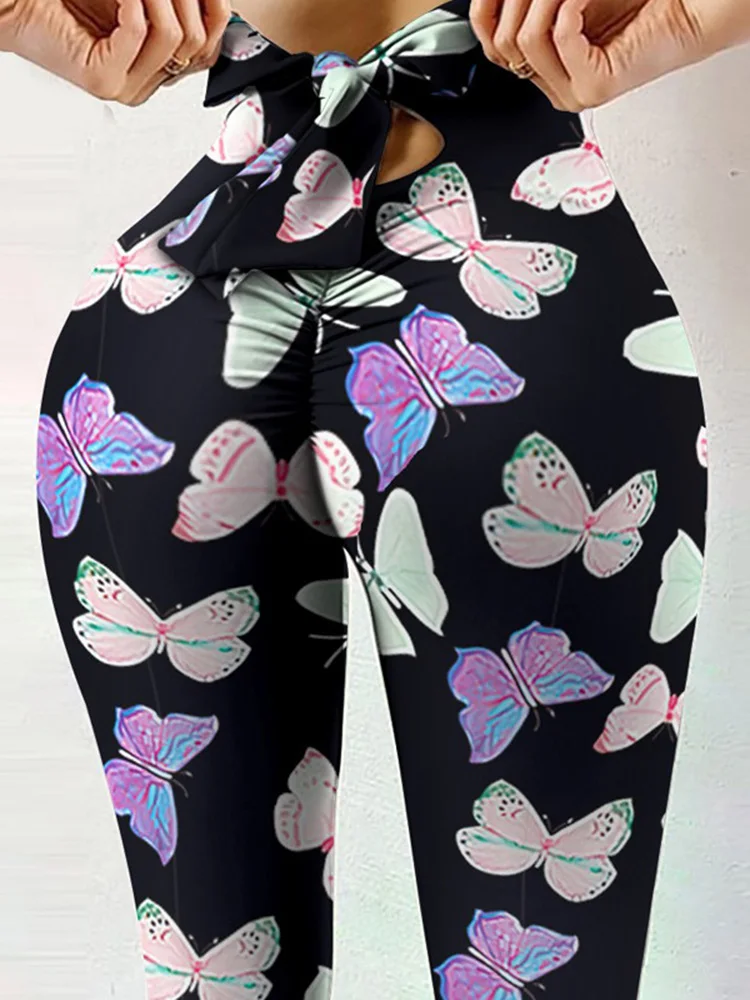 

Printed Bowknot Sports Women Leggings High Elastic Skinny Sexy Jogging Gym Pants Push Up Tights Slim Jegging Fitness Leggins