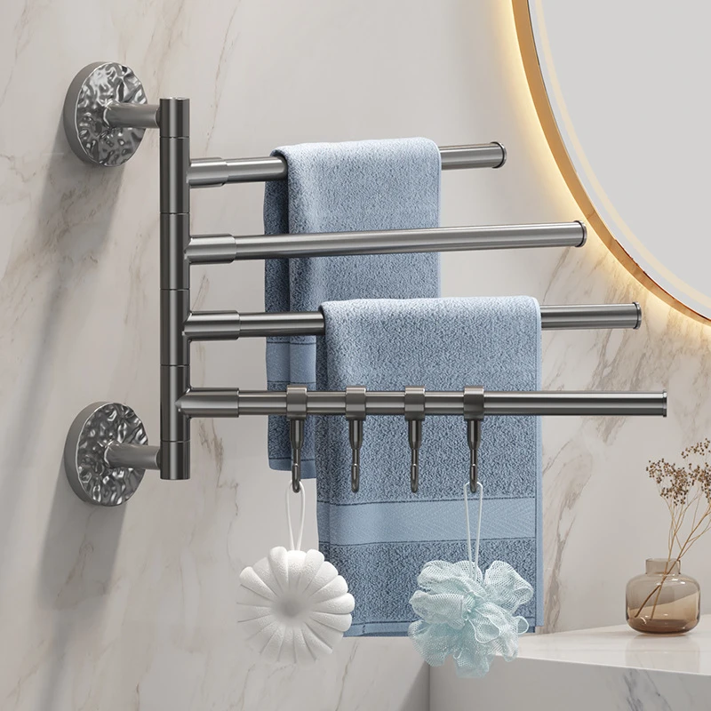Self-Adhesive Rotatable Towel Holder Shower Room Towel Hanger Bathroom Kitchen Wall Mounted Bathroom Accessories towel holder