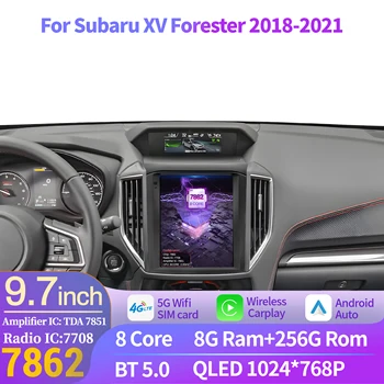 9.7 "Per Auto Radio Multimediale GPS Per Subaru XV Forester 2018-2021 Android 14 BT CarPlay Unità di Testa di Navigazione Touch QLED schermo