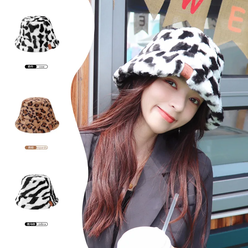 

Winter Fashion Fluffy Leopard Print Women's Wide Brim Flat Cap Wholesale Comfortable Warm Outdoor Trend Fisherman Hat