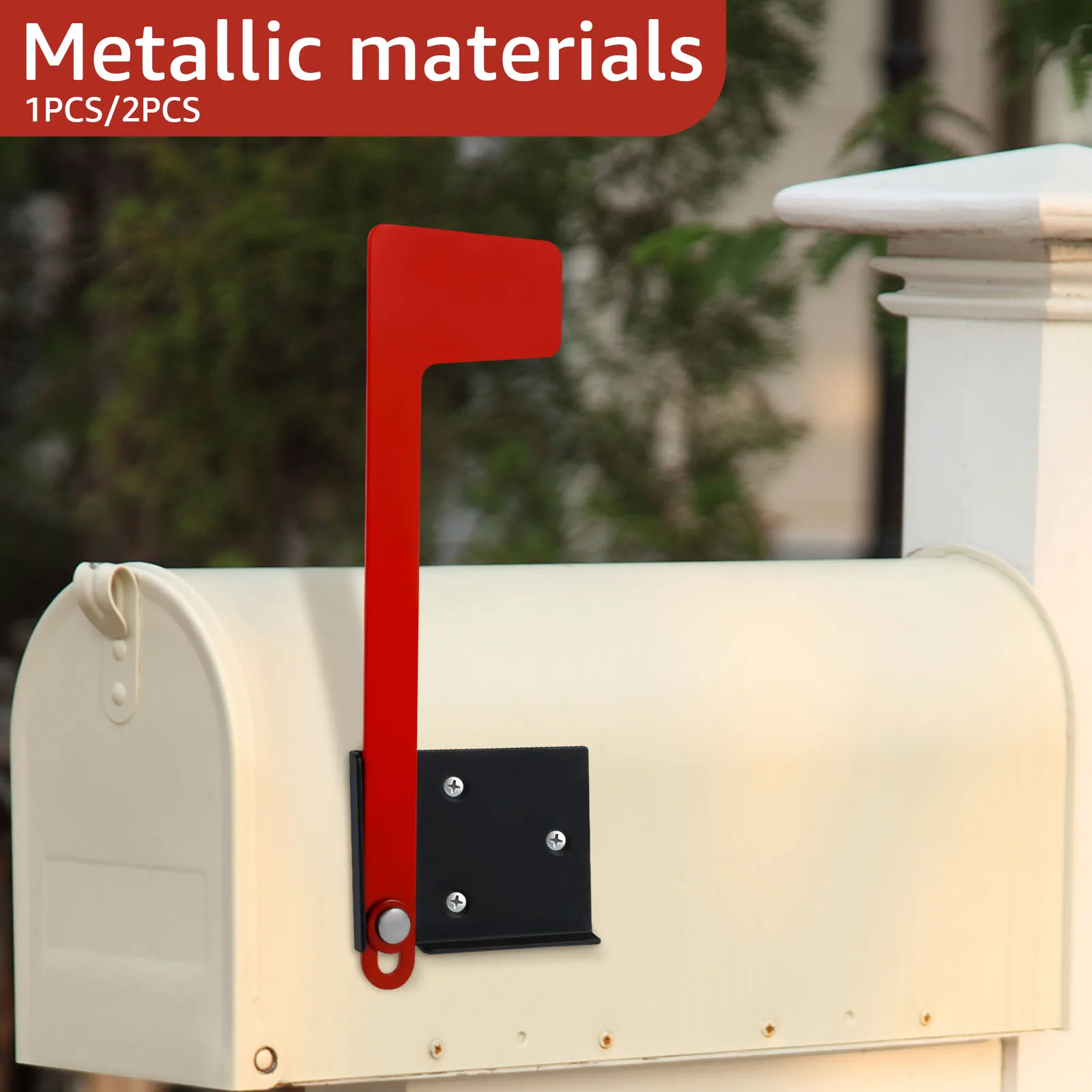 Mailbox Flag 1/2Pcs Mailbox Flag Replacement Kit Heavy Red Metal Outgoing Mailbox Flag Kit with Double Sided Adhesive Professional