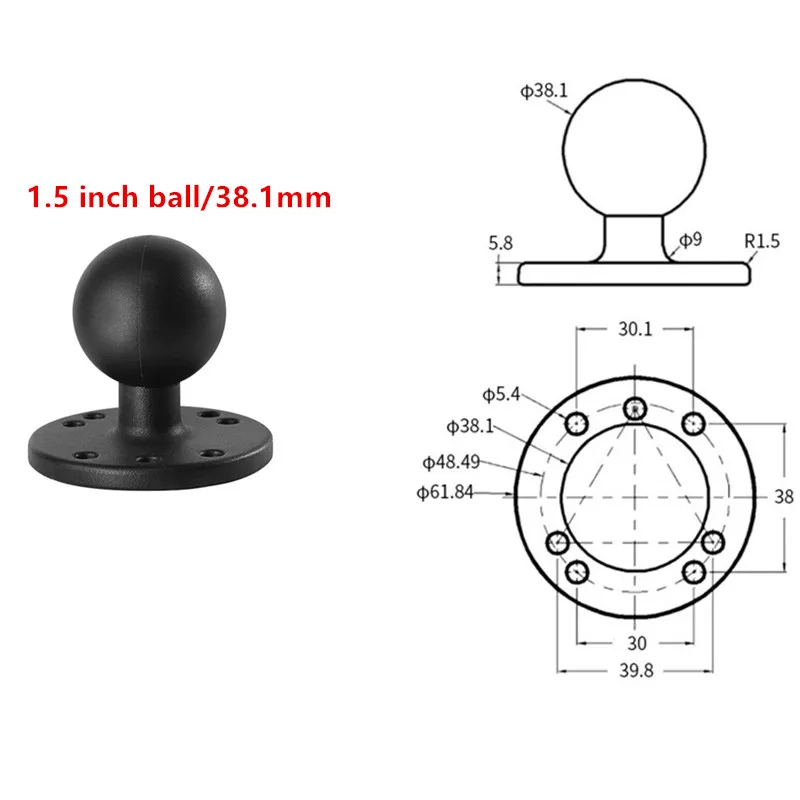 Bullet Point Mounting Solutions 1in Ball Mount Base Aluminum Alloy Universal Electronic Trolling Motor Mount