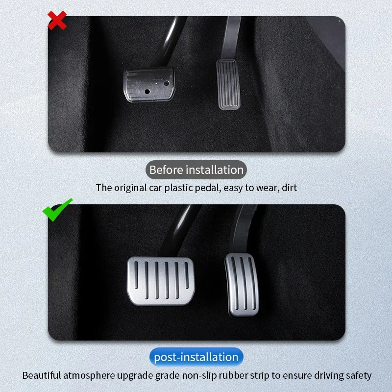 Aluminum Alloy Pedal Covers For Tesla Model Y 2022-2025 & Model 3 2018-2025 - Anti-Slip Brake & Accelerator Pad Set - View #3