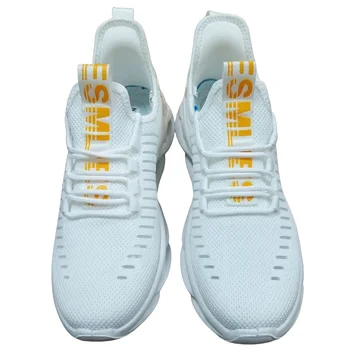 أحذية رياضية شبكية للنساء، أحذية جري نسائية قابلة للتنفس للمراهقين، نعل ناعم ممتص للصدمات، أحذية ركض بيضاء للجنسين 4