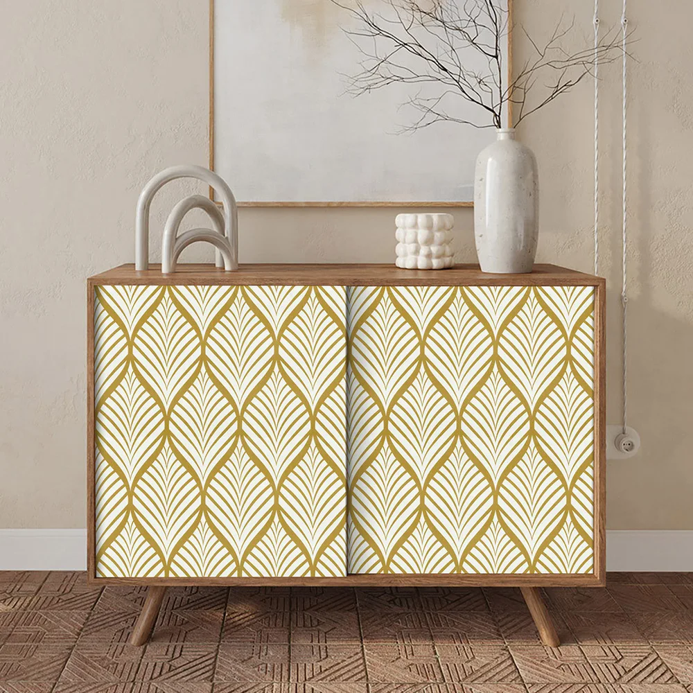 Geometric Golden Leaf Wallpaper Peel and Stick Wallpaper Boho Contact Paper Self Adhesive Wallpaper For Bathroom Home Decoration 5