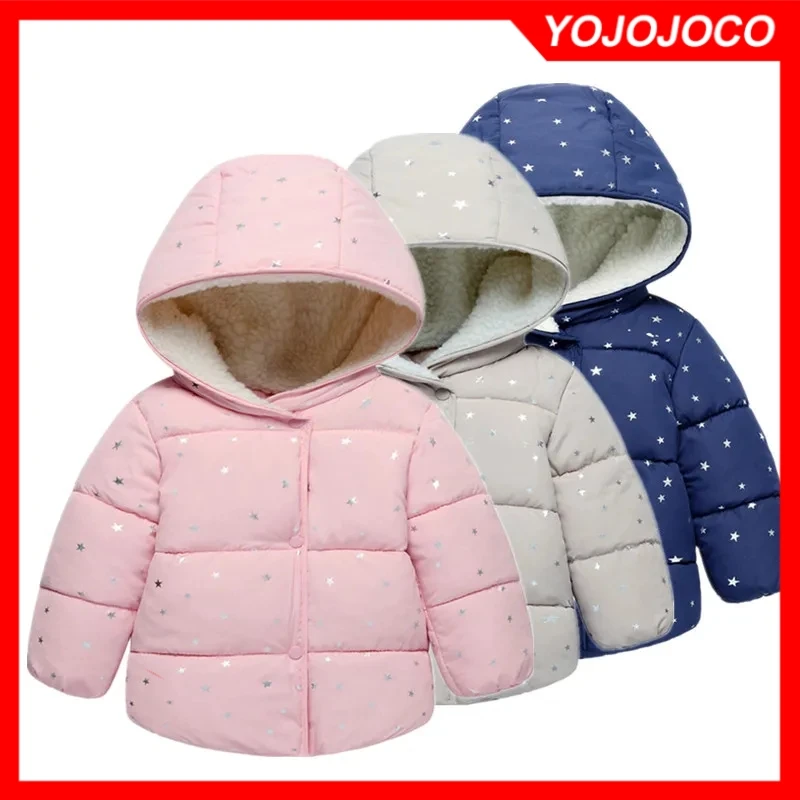 Girl's clothes stars print hooded baby girl coat new stars cotton warm children's jacket children's clothing baby girl coat