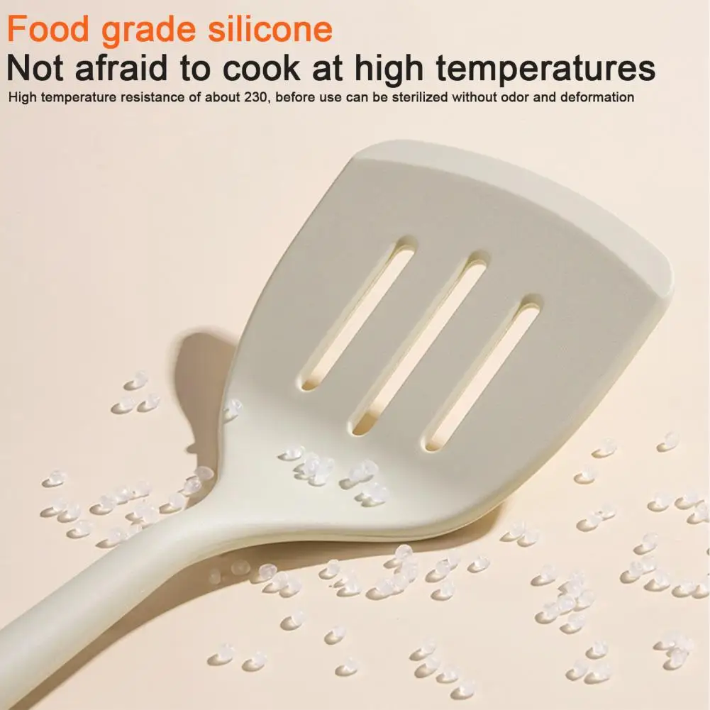 

Long Handle Spatula High Temperature Resistant Silicone Soup Ladle Spatula Set Food-grade Non-stick Cookware with for Frying